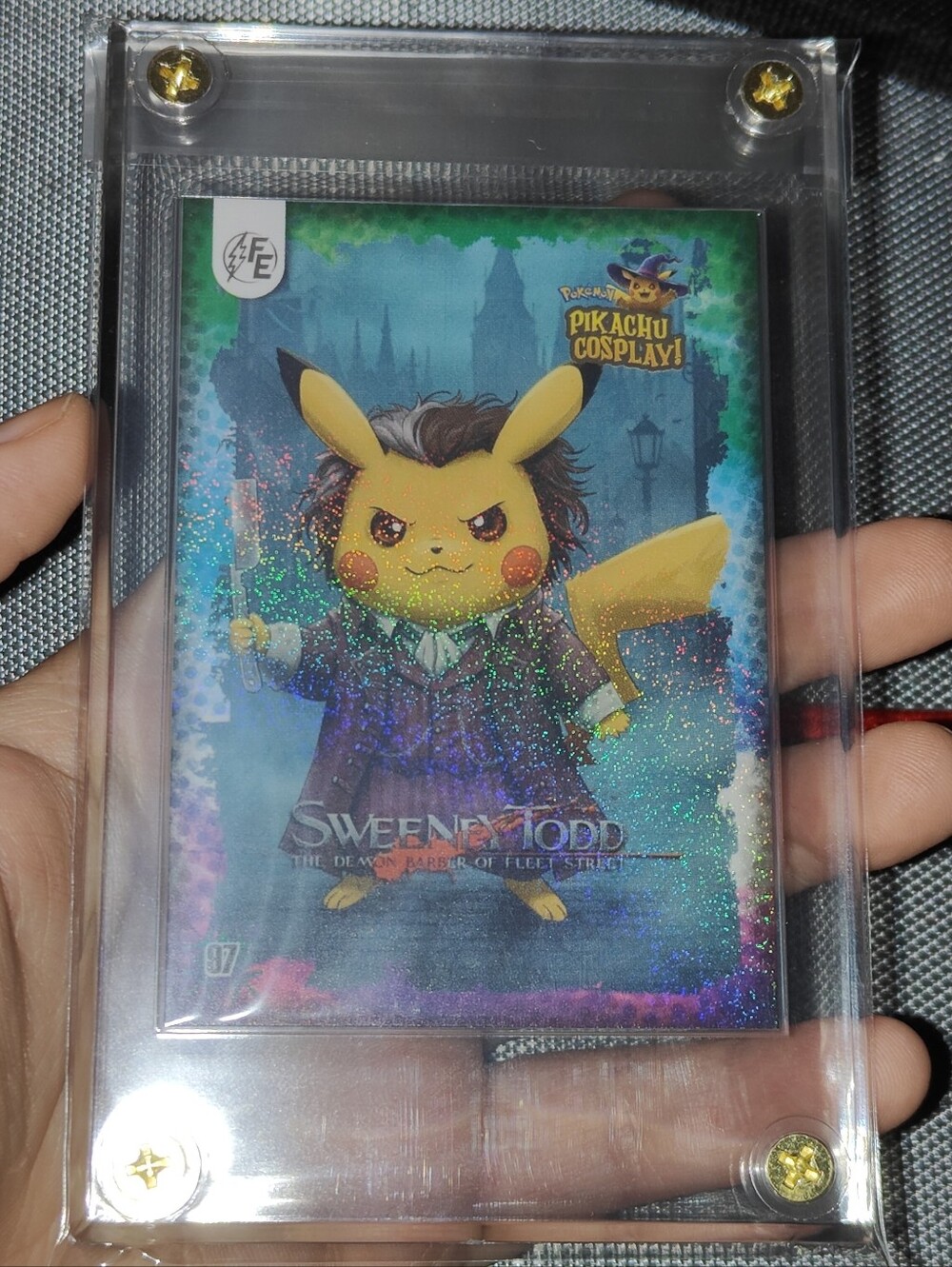 Sweeney Todd holo encased Pikachu Cosplay Horror card Unofficial Pokemon Peru